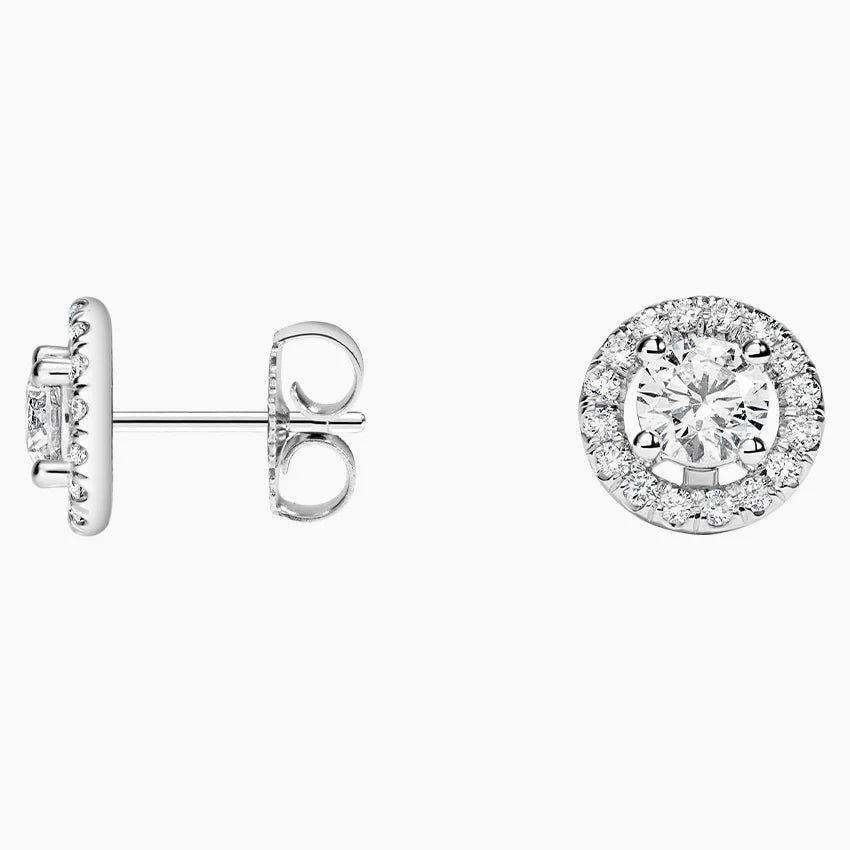 Round Halo Stud Lab Diamond Earrings ( 0.25 ct * 2 ) 18K Gold