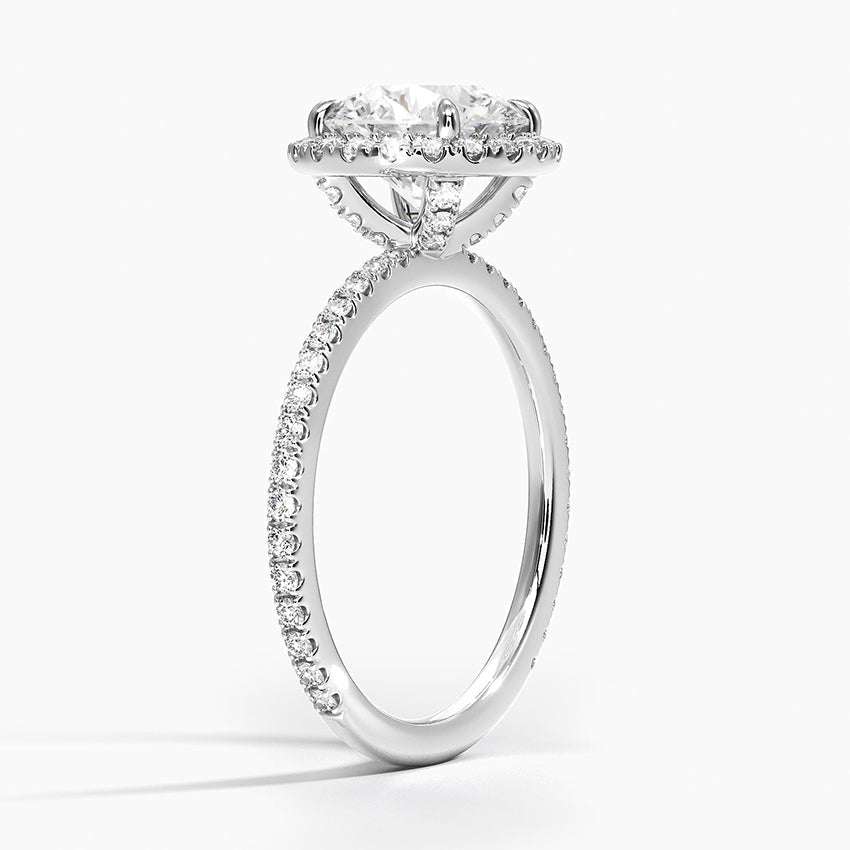 Round Cut Halo Pavé Engagement Ring in Solid Gold⁠