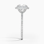 Round Cut Halo Pavé Engagement Ring in Solid Gold⁠