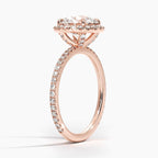 Round Cut Halo Pavé Engagement Ring in Solid Gold⁠