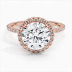 Round Cut Halo Pavé Engagement Ring in Solid Gold⁠