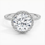 Round Cut Halo Pavé Engagement Ring in Solid Gold⁠