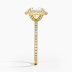 Round Cut Halo Pavé Engagement Ring in Solid Gold⁠