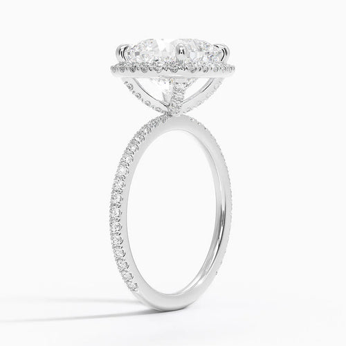 4 Carat Halo Pave Lab Grown Diamond Engagement Ring in 18k Gold