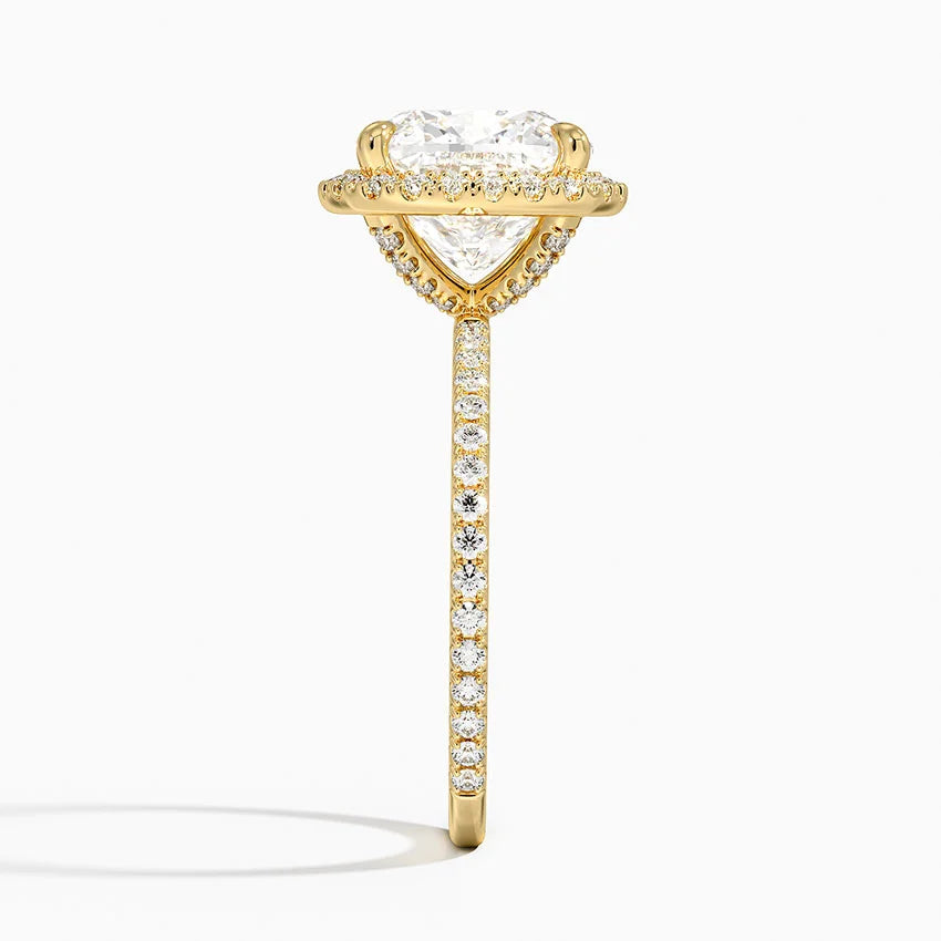 4 Carat Halo Pave Lab Grown Diamond Engagement Ring in 18k Gold