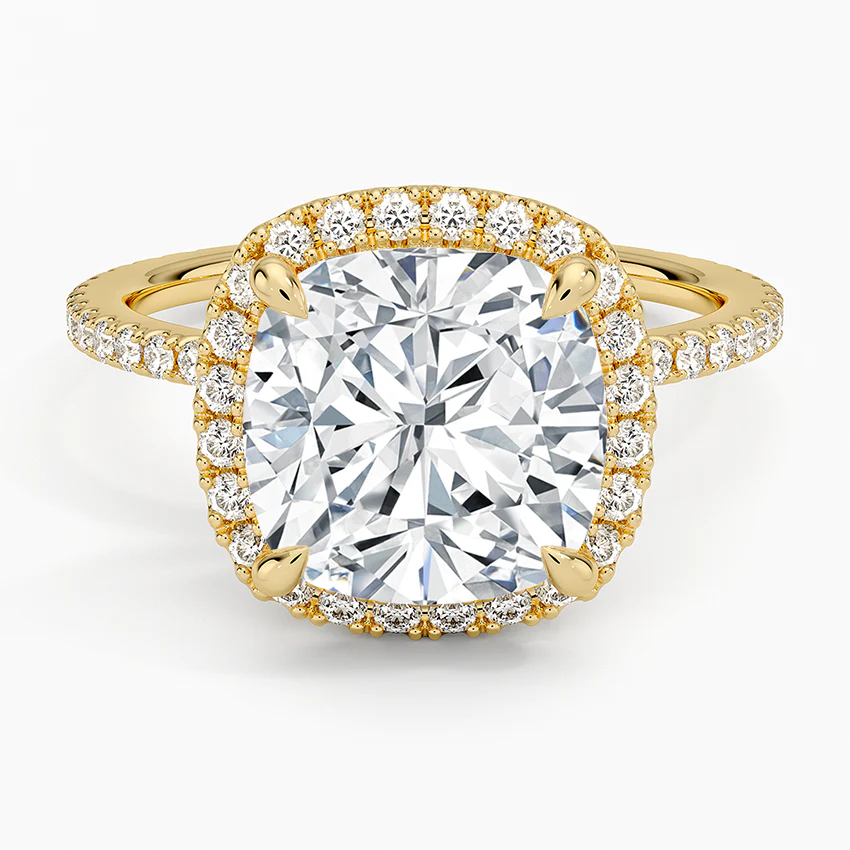 ecomposer-view with diamond shape-cushion, ecomposer-metal type-yellow-gold-18k