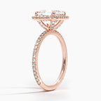 18K Solid Gold Classic Halo Pavé Ring
