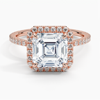 18K Solid Gold Classic Halo Pavé Ring