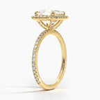 18K Solid Gold Classic Halo Pavé Ring