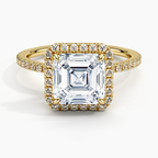 18K Solid Gold Classic Halo Pavé Ring