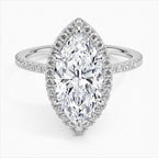 18K Solid Gold Halo Pavé Lab Diamond Ring Set