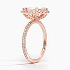 18K Solid Gold Halo Pavé Lab Diamond Ring Set