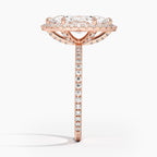 18K Solid Gold Halo Pavé Lab Diamond Ring Set