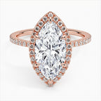 18K Solid Gold Halo Pavé Lab Diamond Ring Set