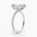18K Solid Gold Halo Pavé Lab Diamond Ring Set