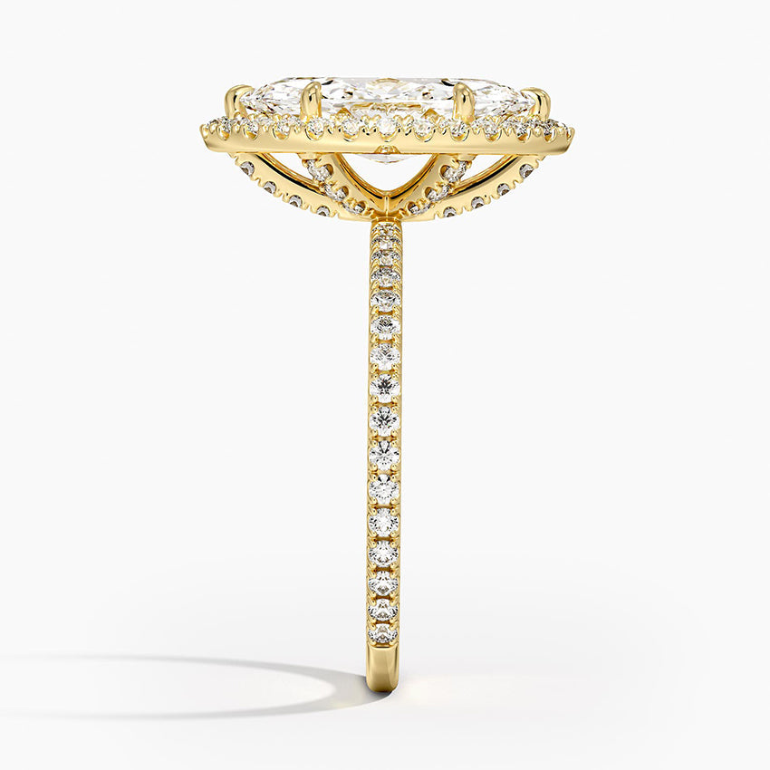 18K Solid Gold Halo Pavé Lab Diamond Ring Set