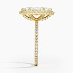 18K Solid Gold Halo Pavé Lab Diamond Ring Set