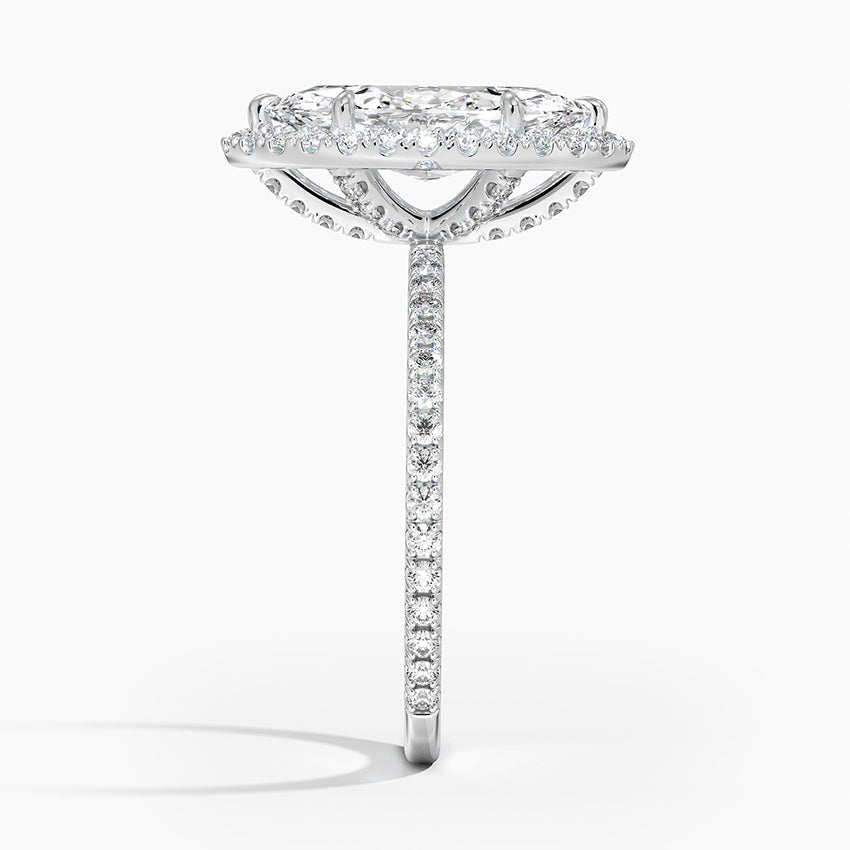 18K Solid Gold Halo Pavé Lab Diamond Ring Set