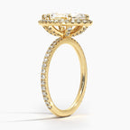 18K Solid Gold Halo Pavé Lab Diamond Ring Set
