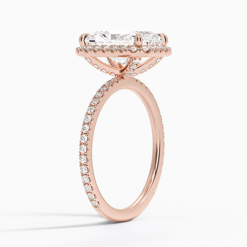 18K Solid Gold Halo Pavé Lab Diamond Ring