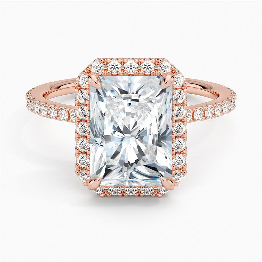 18K Solid Gold Halo Pavé Lab Diamond Ring