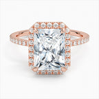 18K Solid Gold Halo Pavé Lab Diamond Ring