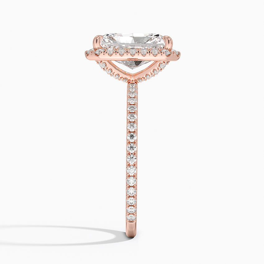18K Solid Gold Halo Pavé Lab Diamond Ring