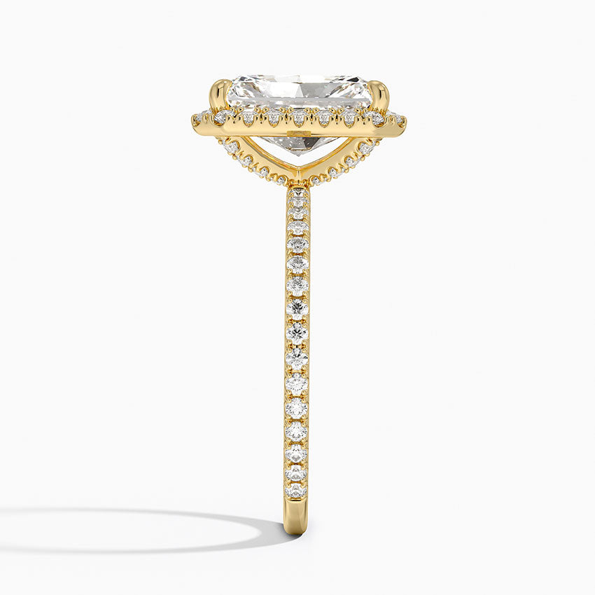 18K Solid Gold Halo Pavé Lab Diamond Ring