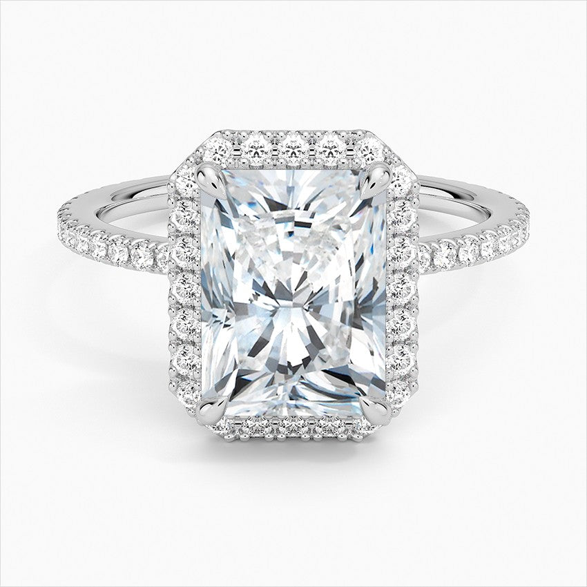 18K Solid Gold Halo Pavé Lab Diamond Ring