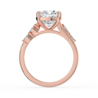 18K Solid Gold Lily Cushion Accent Lab Diamond Ring