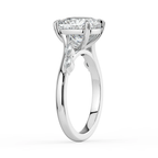 18K Solid Gold Lily Cushion Accent Lab Diamond Ring