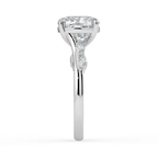 18K Solid Gold Lily Cushion Accent Lab Diamond Ring