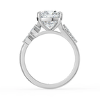 18K Solid Gold Lily Cushion Accent Lab Diamond Ring