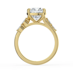 18K Solid Gold Lily Cushion Accent Lab Diamond Ring