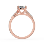 18K Solid Gold Lily Marquise Accent Lab Diamond Ring