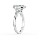 18K Solid Gold Lily Marquise Accent Lab Diamond Ring