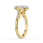 18K Solid Gold Lily Marquise Accent Lab Diamond Ring