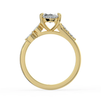 18K Solid Gold Lily Marquise Accent Lab Diamond Ring