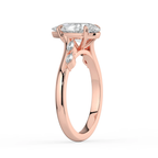 18K Solid Gold Lily Pear Accent Lab Diamond Ring