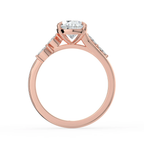 18K Solid Gold Lily Pear Accent Lab Diamond Ring