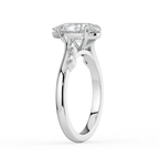 18K Solid Gold Lily Pear Accent Lab Diamond Ring