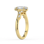 18K Solid Gold Lily Pear Accent Lab Diamond Ring