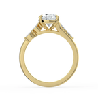 18K Solid Gold Lily Pear Accent Lab Diamond Ring