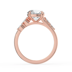 18K Solid Gold Lily Round Accent Lab Diamond Ring