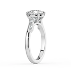 18K Solid Gold Lily Round Accent Lab Diamond Ring