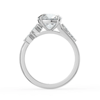 18K Solid Gold Lily Round Accent Lab Diamond Ring