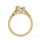 18K Solid Gold Lily Round Accent Lab Diamond Ring