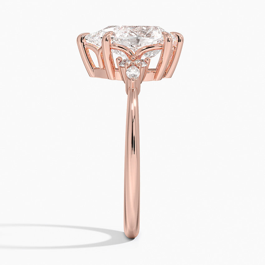 18K Solid Gold Matilda Pear Accent Lab Diamond Ring