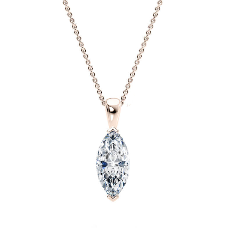 Marquise Pendant  Lab Diamond Necklace 18K Gold