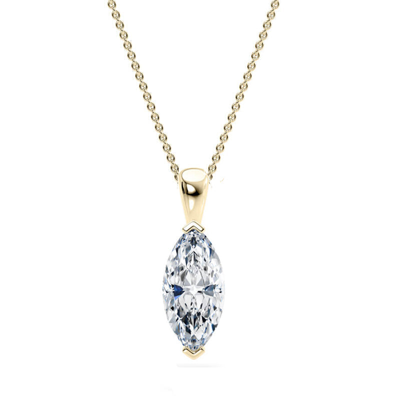 Marquise Pendant  Lab Diamond Necklace 18K Gold